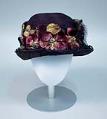 Image of Purple straw hat with velvet flowers, 1923